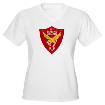 1MEB - A01 - 04 - 1st Marine Expeditionary Brigade - Women's V-Neck T-Shirt